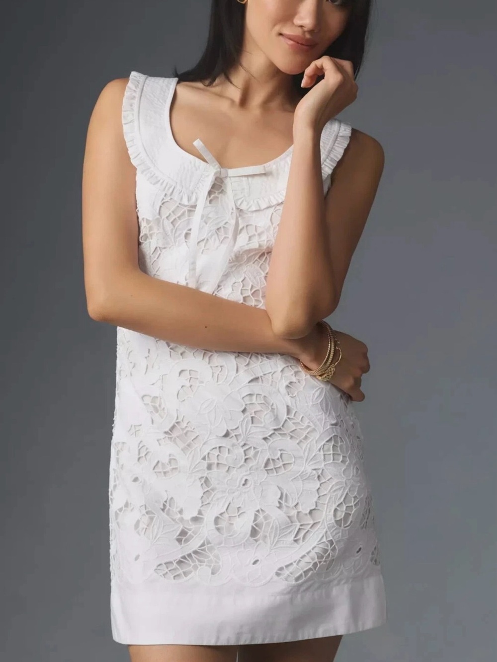 Vineet Bahl Anthropologie Eyelet Sleeveless Mini Dress